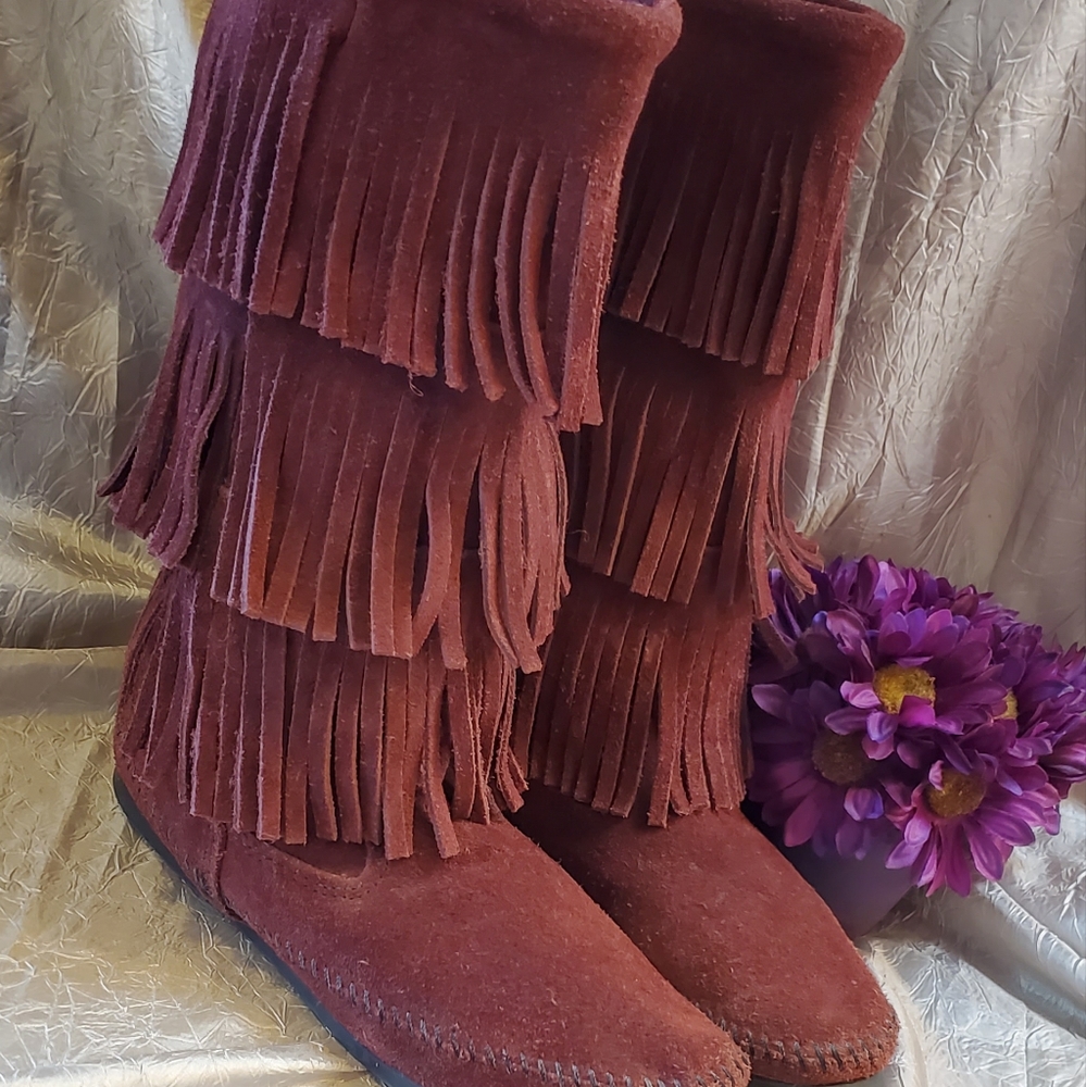 MINNETONKA SUEDE BOOTS SZ 9 - Picture 2 of 11
